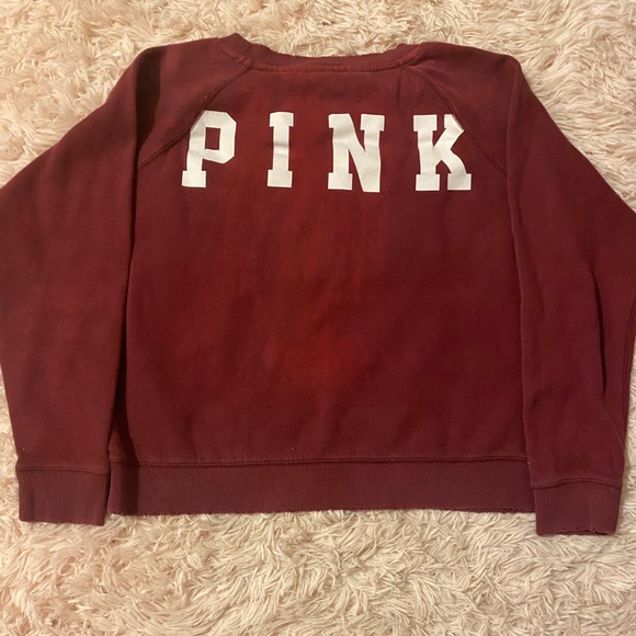 PINK Victoria’s Secret Women’s Size Large Maroon Sweatshirt - Well-Loved! - Picture 7 of 10